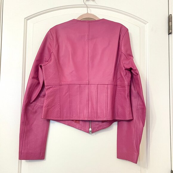 Nygard Collection Petites Pink Leather Jacket Lined Zip Front 6P - Picture 4 of 5